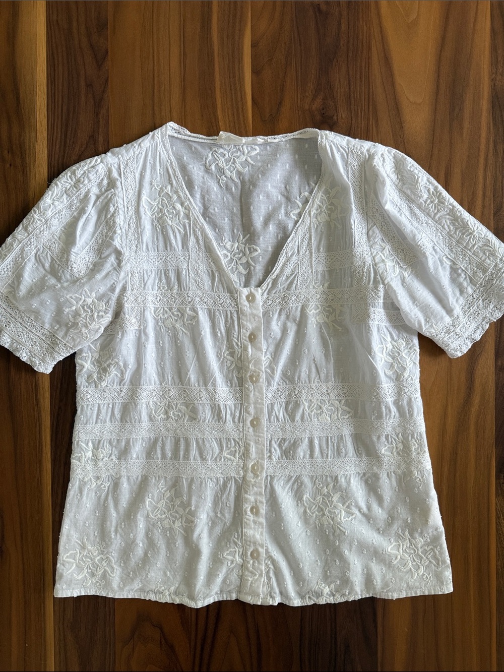 White lace detail top